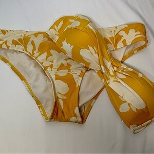 Antonio Melani Mustard Yellow Floral Bikini (top M, bottom L)
